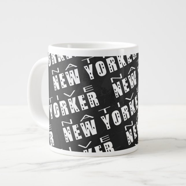Caneca De Café Grande Padrão do New Yorker nativo (Frente Esquerda)