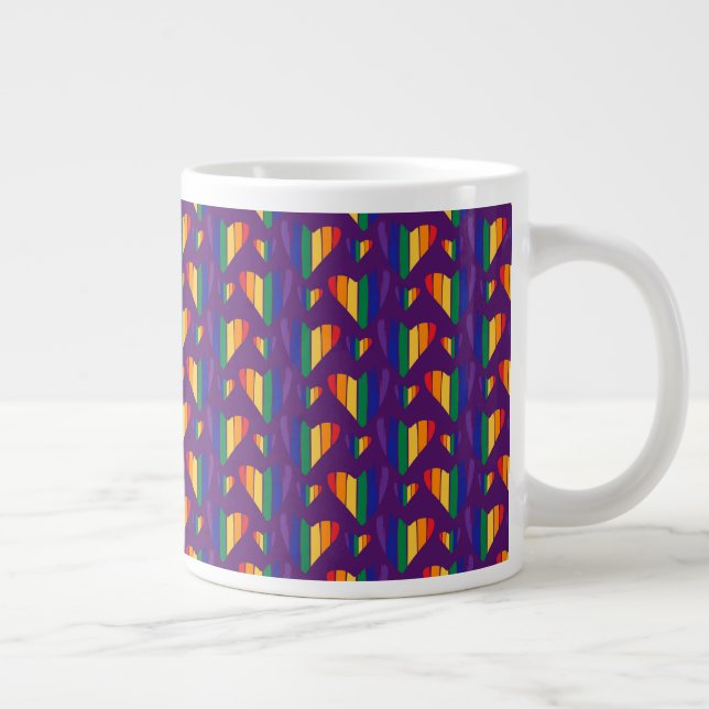 Caneca De Café Grande Padrão do Rainbow Heart (Direita)