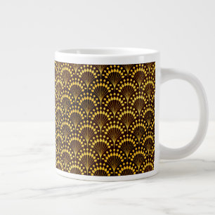 Caneca De Café Grande Padrão do ventilador Dourado Art Deco