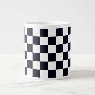 Caneca De Café Grande Padrão do Verificador Preto e Branco