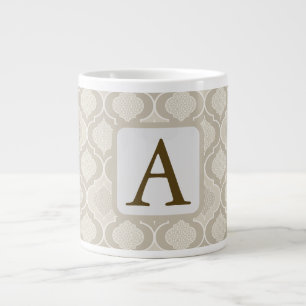 Caneca De Café Grande Padrão Elegante de Trellis marroquina em tons neut