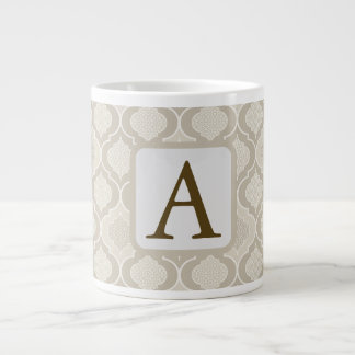 Caneca De Café Grande Padrão Elegante de Trellis marroquina em tons neut