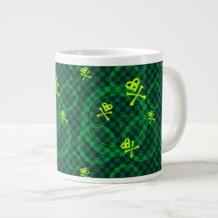 Caneca De Café Grande Padrão Emo Verde Com Círculos