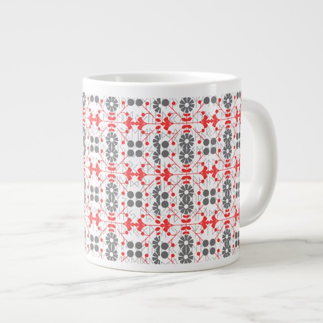 Caneca De Café Grande Padrão Escandinavo de Arte Folclórica de Natal (Frente Esquerda)