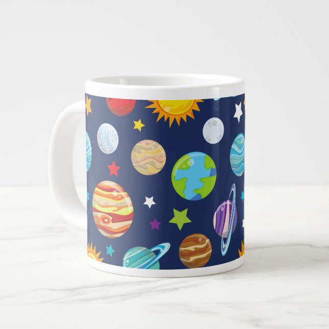 Caneca De Café Grande Padrão Espacial, Planetas, Estrelas, Cosmos, Galáx (Frente Esquerda)