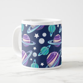 Caneca De Café Grande Padrão Espacial, Planetas, Estrelas, Galáxias, Cos