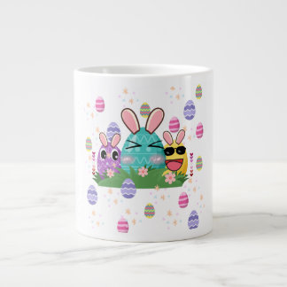 Caneca De Café Grande Padrão estético e de óvulo de Páscoa fofo