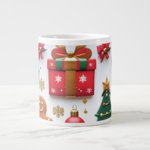 Caneca De Café Grande Padrão Festivo de Natal