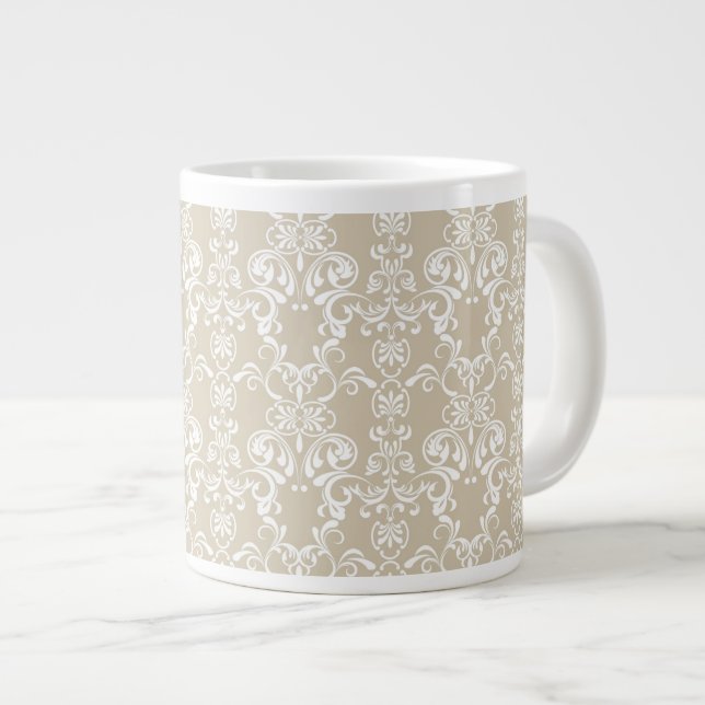 Caneca De Café Grande Padrão Floral 4 (Frente Esquerda)