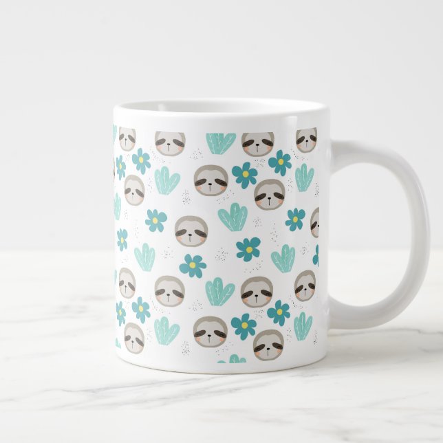 Caneca De Café Grande Padrão Floral de Lama Doce (Direita)