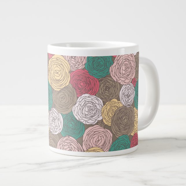 Caneca De Café Grande Padrão floral de Na moda. Flórida brilhante (Frente Esquerda)