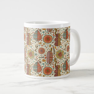 Caneca De Café Grande Padrão floral de Verão das folhas