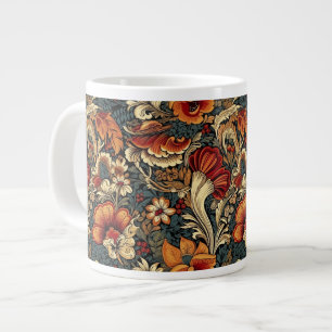 Caneca De Café Grande Padrão Floral do Jardim Medieval