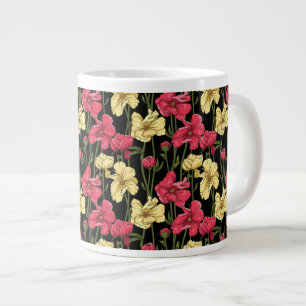 Caneca De Café Grande Padrão floral elegante 2
