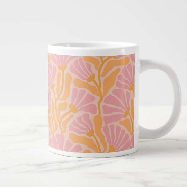 Caneca De Café Grande Padrão Floral Moderno do meio século (Direita)