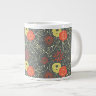 Caneca De Café Grande Padrão floral retrô
