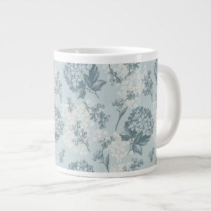 Caneca De Café Grande Padrão floral retrô com flores de viburno