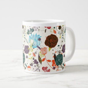 Caneca De Café Grande Padrão Floral Retroativo 2