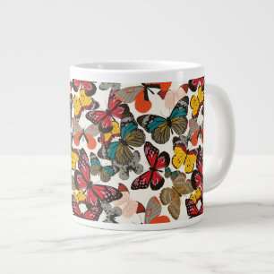 Caneca De Café Grande Padrão floral retrógrado 2
