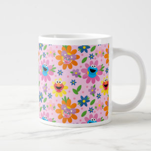 Caneca De Café Grande Padrão Floral Rosa Rosa da Rua Sésamo
