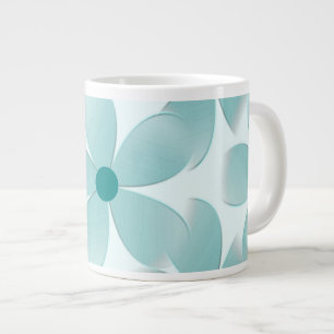 Caneca De Café Grande Padrão floral verde.