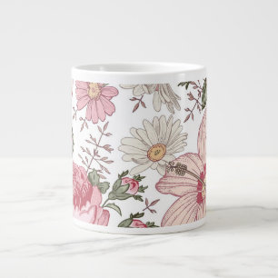 Caneca De Café Grande Padrão Floral Vintage com Rosas