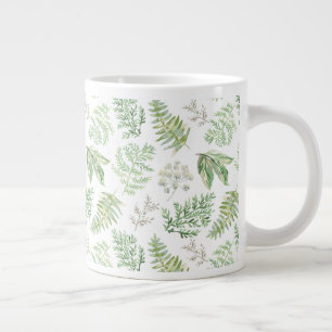 Caneca De Café Grande Padrão Florestal Verde