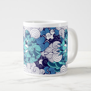 Caneca De Café Grande Padrão Funky Seashell