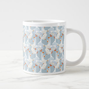 Caneca De Café Grande Padrão Ganso Branco