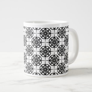 Caneca De Café Grande Padrão Geométrico com Vibração Retro Elegante