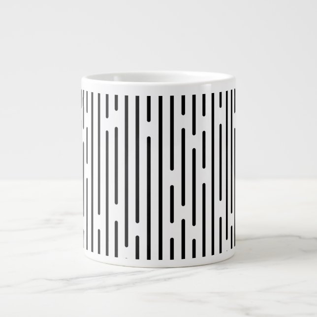 Caneca De Café Grande Padrão Geométrico de Linha Preta (Frente)