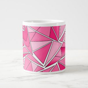 Caneca De Café Grande Padrão geométrico moderno de formas rosa e carmesi