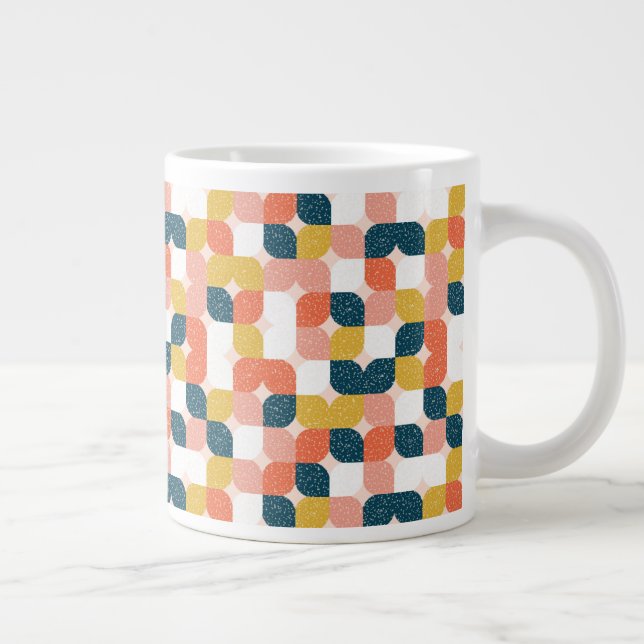 Caneca De Café Grande Padrão Geométrico Retro Bauhaus (Direita)