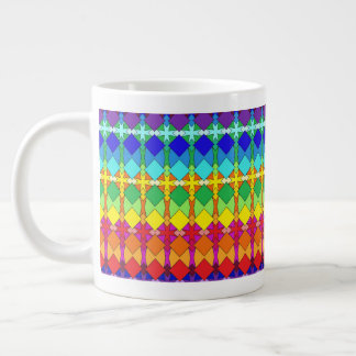 Caneca De Café Grande Padrão Geométrico Vibrante