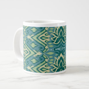 Caneca De Café Grande Padrão Lotus Ikat - O Lotus Branco