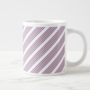Caneca De Café Grande Padrão Mauve roxo e branco de cinco faixas