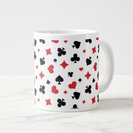 Caneca De Café Grande Padrão Moderno de Naipes de Cartas de Baralho