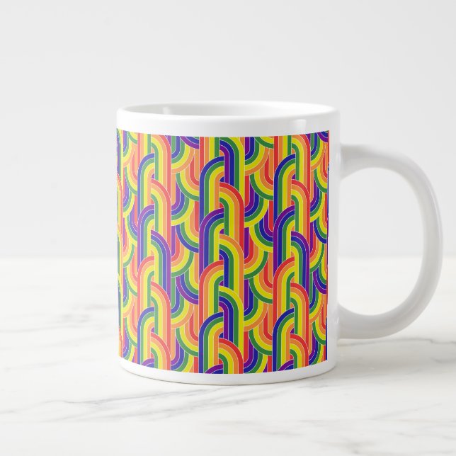 Caneca De Café Grande Padrão moderno do arco-íris (Direita)
