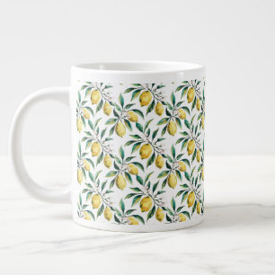 Caneca De Café Grande Padrão Moderno Sem Costura Molho Amarelo-Limão-Ama