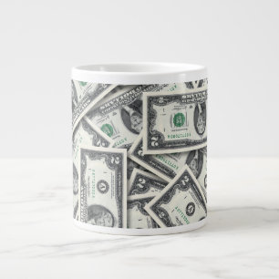 Caneca De Café Grande Padrão Monetário de Nota de 2 Dólares