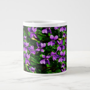 Caneca De Café Grande Padrão Mosaico Violeta Violeta de Madeira de Flor 