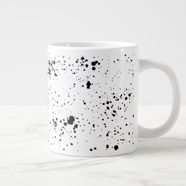 Caneca De Café Grande Padrão Preto de Splatter de Pintura (Direita)