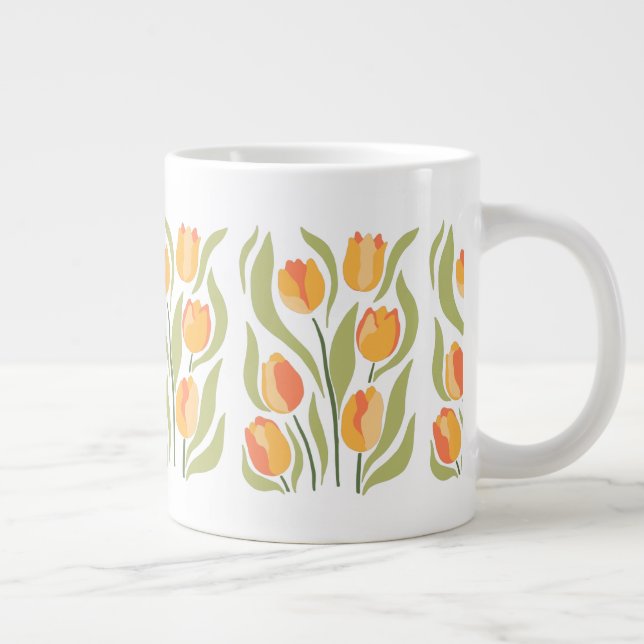 Caneca De Café Grande Padrão primavera Tulips (Direita)