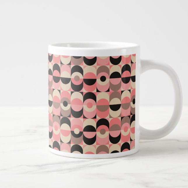 Caneca De Café Grande Padrão Rosa Moderno do Século Médio (Direita)
