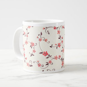 Caneca De Café Grande Padrão sem costura de aquarela com primavera com