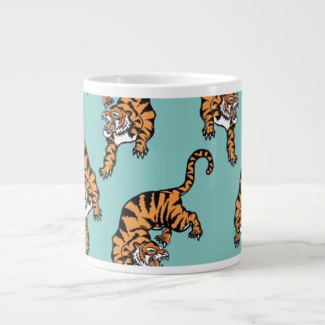 Caneca De Café Grande Padrão Tigre da Ásia (Frente)