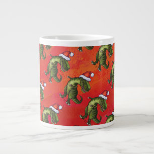 Caneca De Café Grande Padrão TRex Dino flexível em vermelho