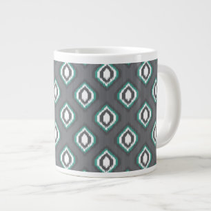 Caneca De Café Grande Padrão tribal de retro-ikat geométrico