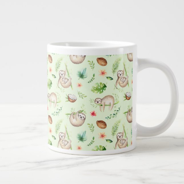 Caneca De Café Grande Padrão Tropical de Lama de Coco (Direita)
