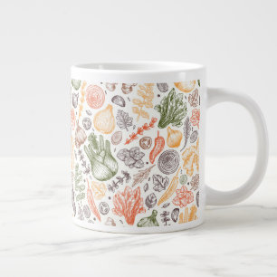 Caneca De Café Grande Padrão Vegetal do Jardim da Cozinha